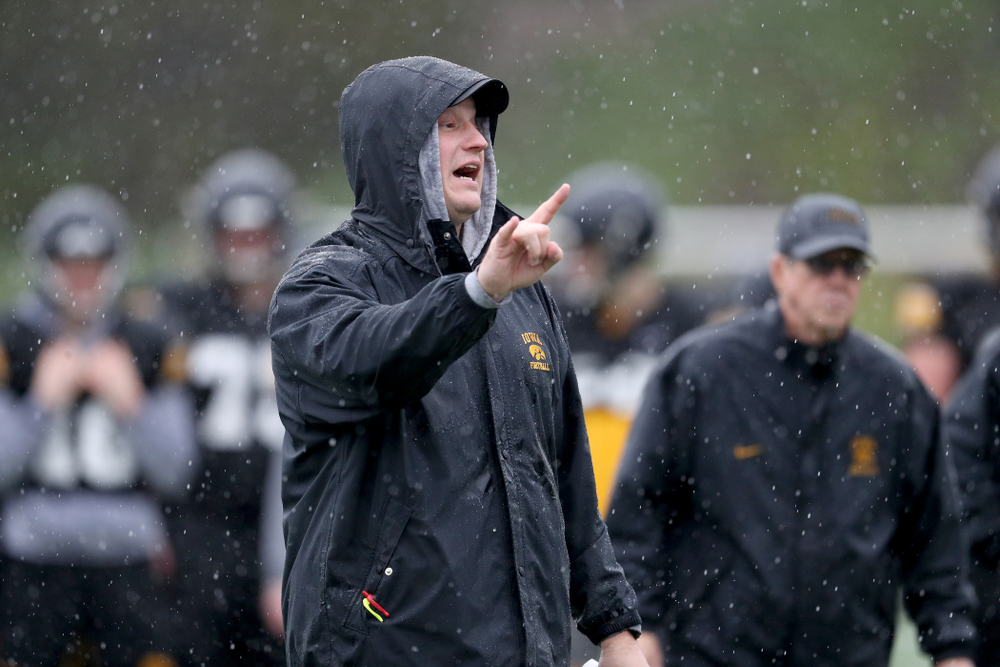 Iowa Hawkeyes offensive coordinator Brian Ferentz during practice Monday, December 23, 2019 at Mesa College in San Diego. (Brian Ray/hawkeyesports.com)