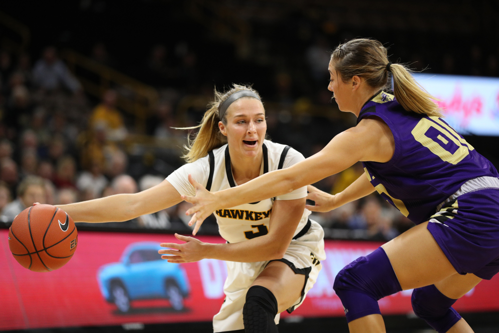 Iowa Hawkeyes guard Makenzie Meyer (3) against North Alabama Thursday, November 14, 2019 at Carver-Hawkeye Arena. (Brian Ray/hawkeyesports.com)
