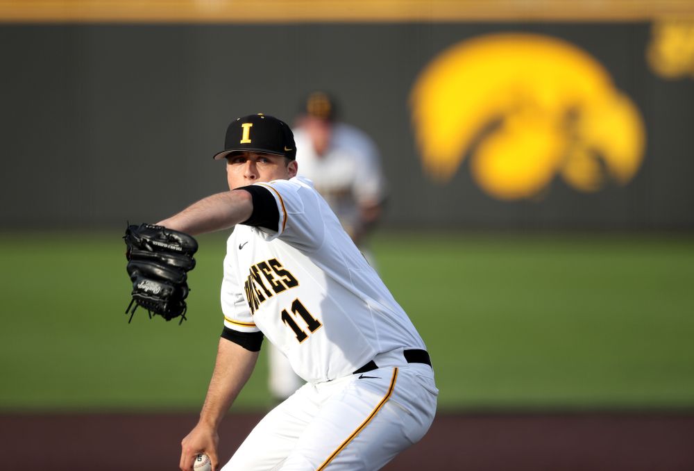 Iowa Hawkeyes Cole McDonald (11) during game one against UC Irvine Friday, May 3, 2019 at Duane Banks Field. (Brian Ray/hawkeyesports.com)