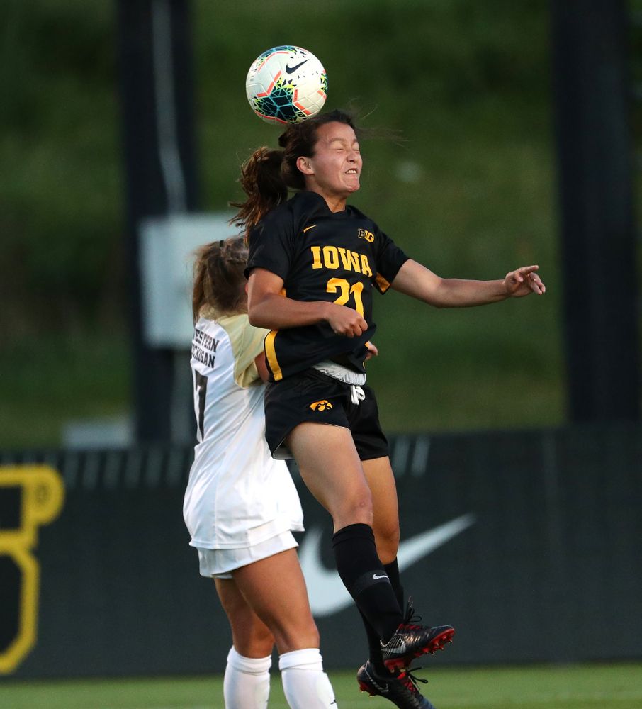 Iowa Hawkeyes forward Emma Tokuyama (21) against Western Michigan Thursday, August 22, 2019 at the Iowa Soccer Complex. (Brian Ray/hawkeyesports.com)