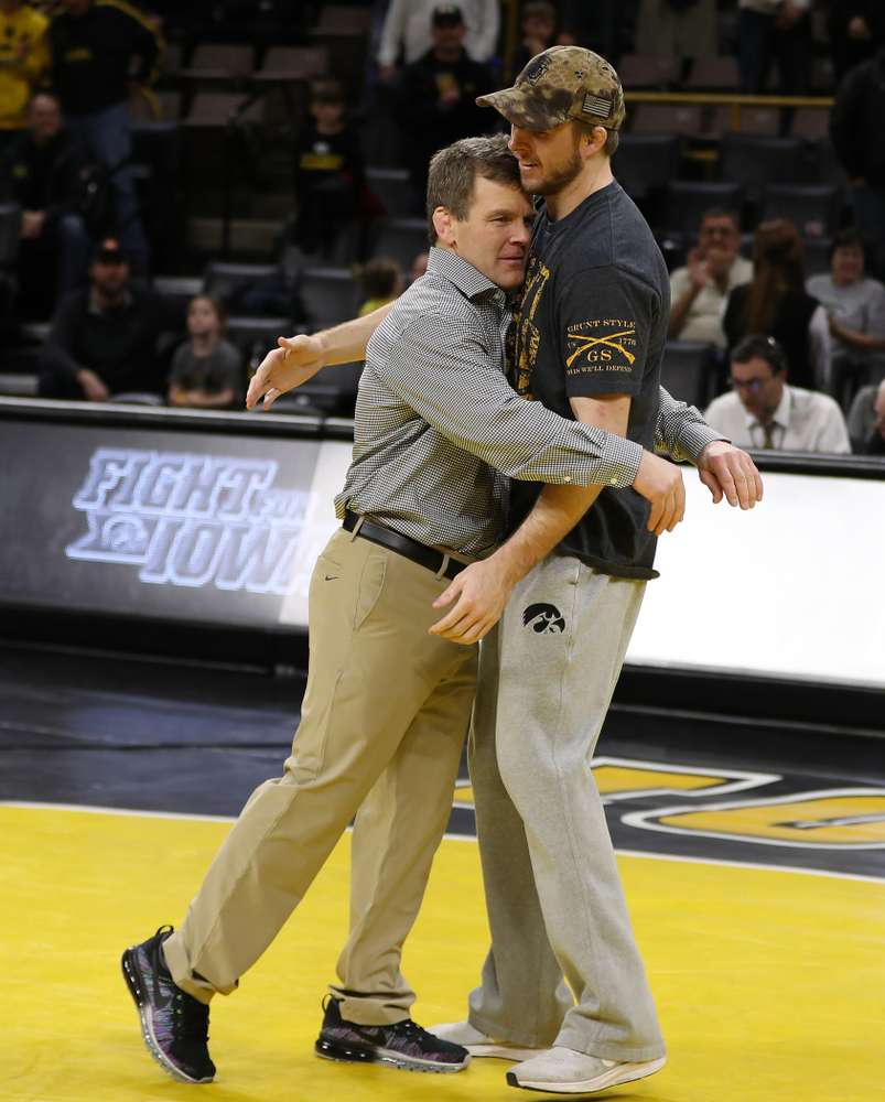 Iowa senior Mitch Bowman during senior night following their meet against the Indiana Hoosiers Friday, February 15, 2019 at Carver-Hawkeye Arena. (Brian Ray/hawkeyesports.com)