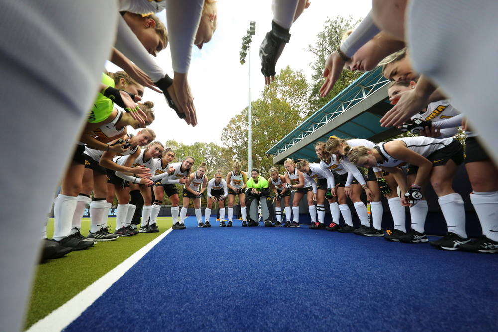 The Hawkeyes huddle before their NCAA Tournament Second Round match against North Carolina at Karen Shelton Stadium in Chapel Hill, N.C. on Sunday, Nov 17, 2019. (Stephen Mally/hawkeyesports.com)