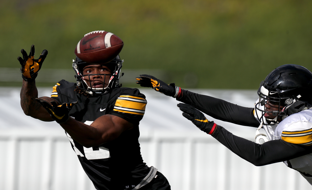 Iowa Hawkeyes wide receiver Brandon Smith (12) makes a catch during Holiday Bowl Practice No. 3 Tuesday, December 24, 2019 at San Diego Mesa College. (Brian Ray/hawkeyesports.com)