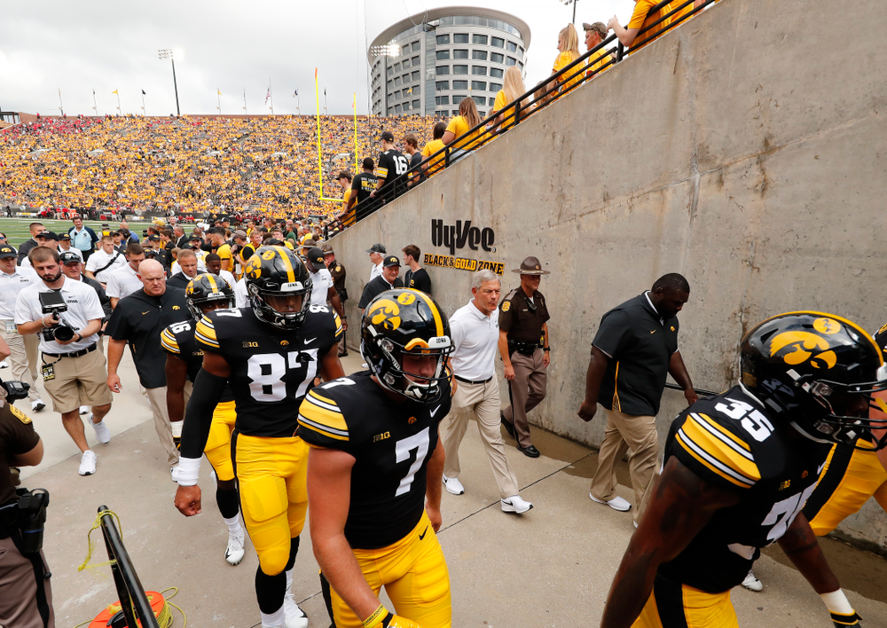 Iowa Hawkeyes head coach Kirk Ferentz against the Northern Illinois Huskies Saturday, September 1, 2018 at Kinnick Stadium. (Brian Ray/hawkeyesports.com)