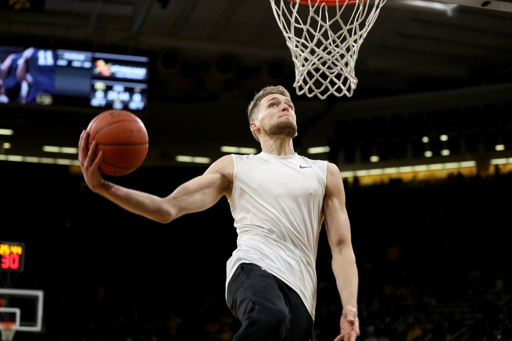 Iowa Hawkeyes forward Riley Till (20) against the Purdue Boilermakers Tuesday, March 3, 2020 at Carver-Hawkeye Arena. (Brian Ray/hawkeyesports.com)