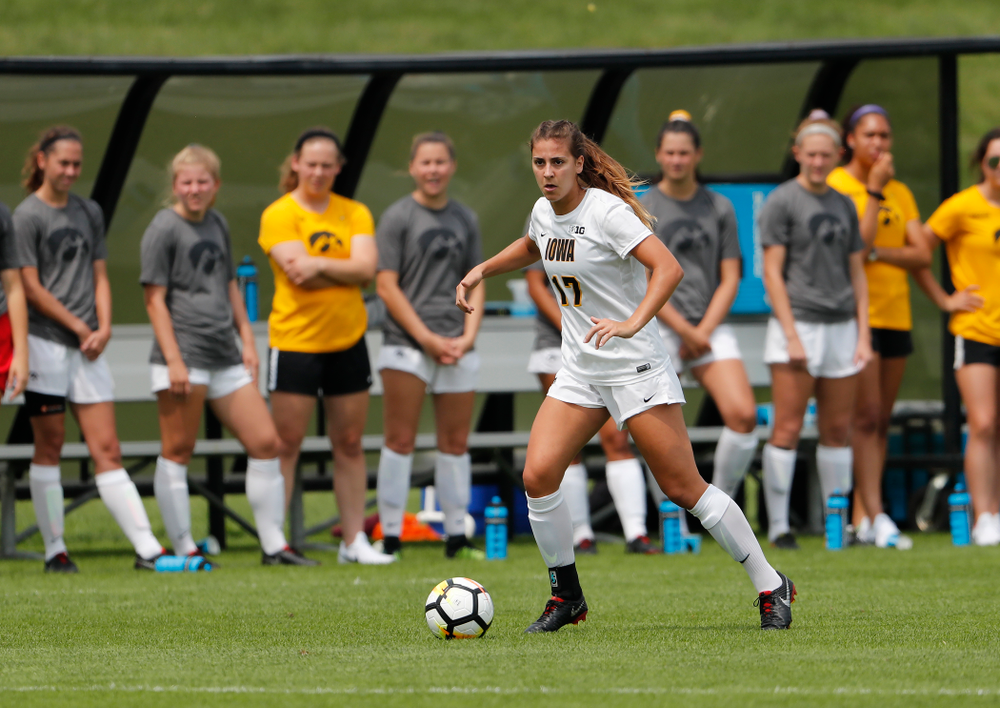 Iowa Hawkeyes Hannah Drkulec (17) against the Creighton Bluejays Sunday, August 19, 2018 at the Iowa Soccer Complex. (Brian Ray/hawkeyesports.com)