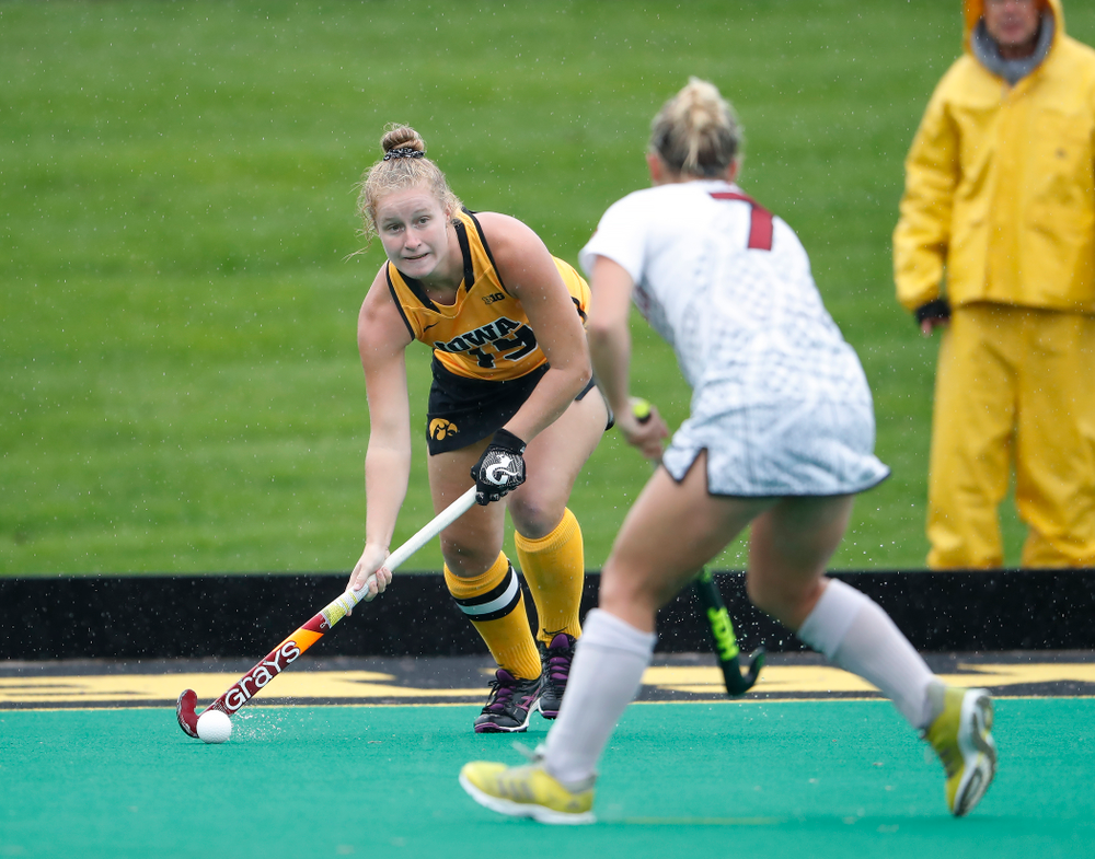 Iowa Hawkeyes Ryley Miller (19) against Stanford Sunday, October 7, 2018 at Grant Field. (Brian Ray/hawkeyesports.com)