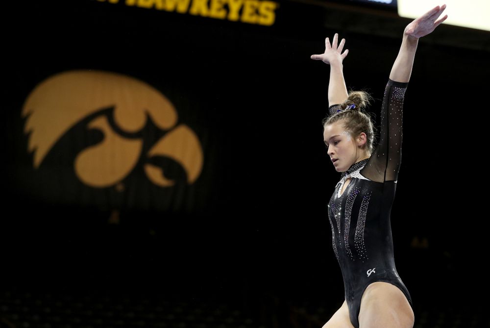 Iowa’s Mackenzie Vance competes on the beam against Michigan State Saturday, February 1, 2020 at Carver-Hawkeye Arena. (Brian Ray/hawkeyesports.com)