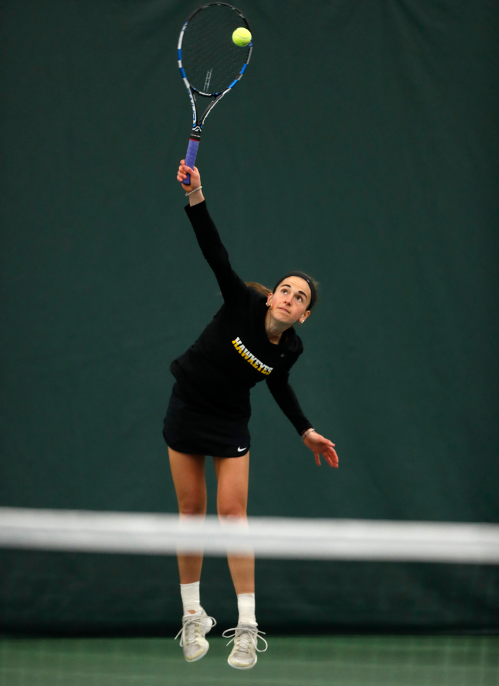 Adrienne Jensen against Ohio State Sunday, March 25, 2018 at the Hawkeye Tennis and Recreation Center. (Brian Ray/hawkeyesports.com)