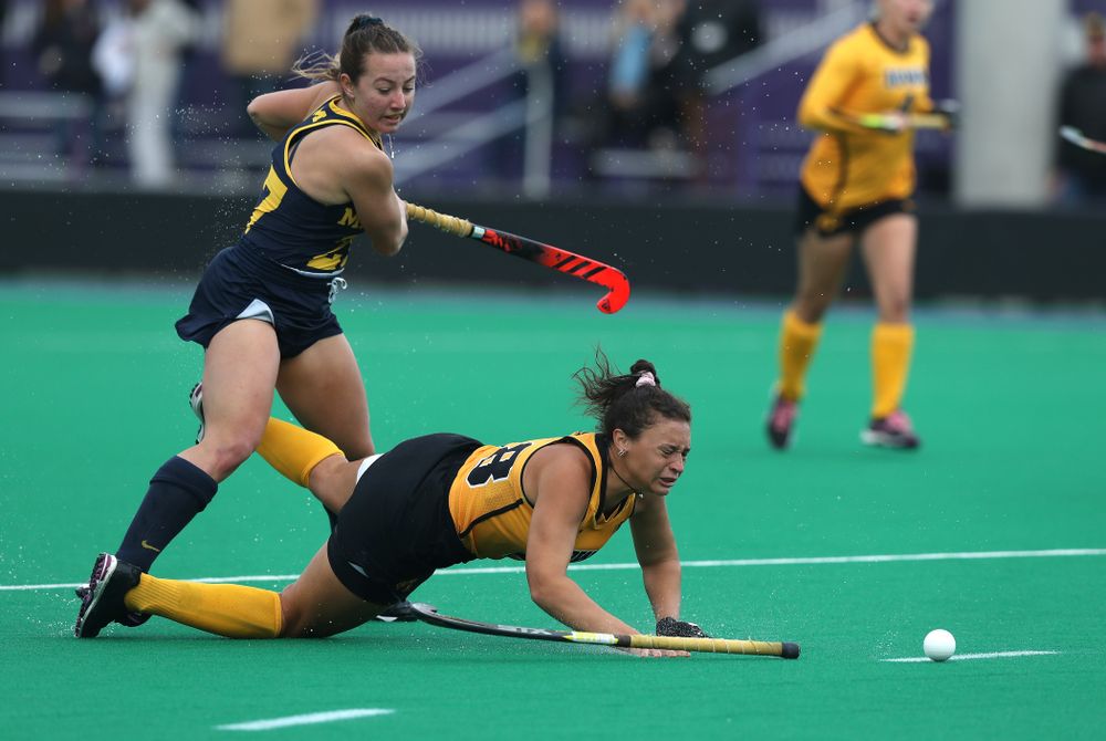 Iowa Hawkeyes Mya Christopher (18) against the Michigan Wolverines in the semi-finals of the Big Ten Tournament Friday, November 2, 2018 at Lakeside Field on the campus of Northwestern University in Evanston, Ill. (Brian Ray/hawkeyesports.com)