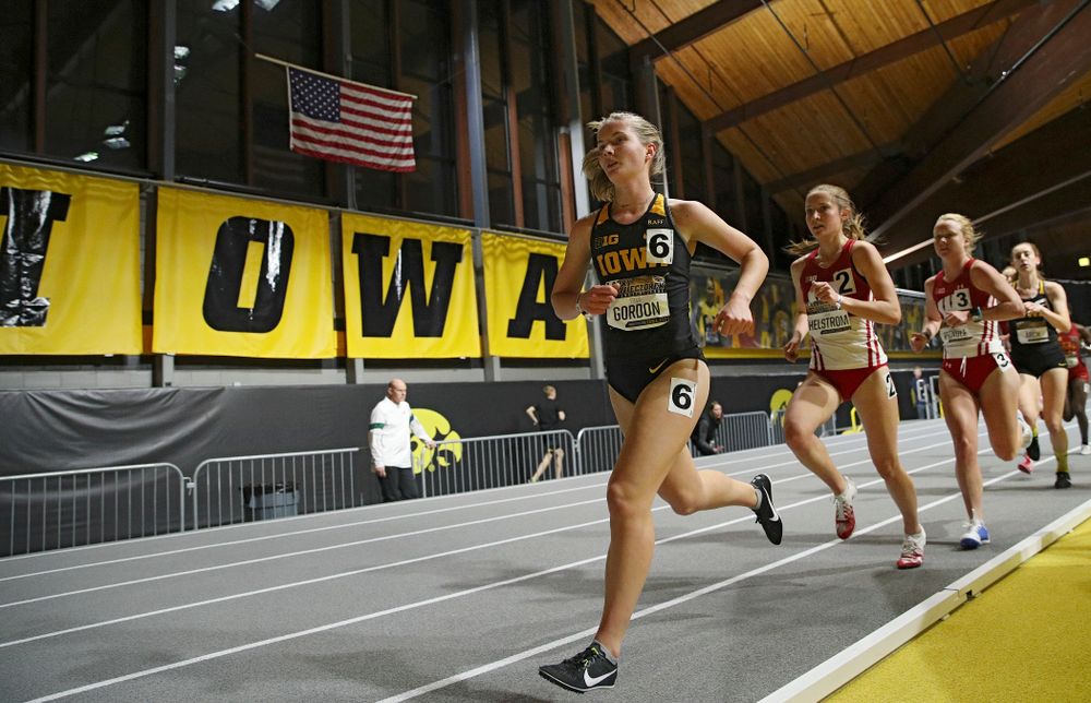 Iowa’s Emma Gordon runs the women’s 3000 meter run event during the Larry Wieczorek Invitational at the Recreation Building in Iowa City on Friday, January 17, 2020. (Stephen Mally/hawkeyesports.com)