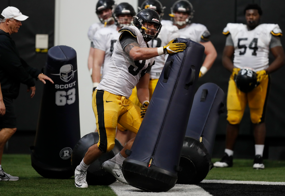 Iowa Hawkeyes defensive end A.J. Epenesa (94) during spring practice Wednesday, March 28, 2018 at the Hansen Football Performance Center. (Brian Ray/hawkeyesports.com)