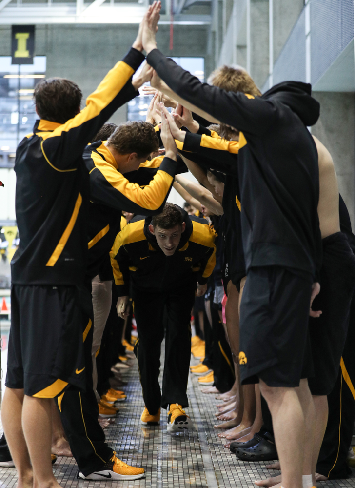 Jack Smith is introduced during senior day before a double dual against Wisconsin and Northwestern Saturday, January 19, 2019 at the Campus Recreation and Wellness Center. (Brian Ray/hawkeyesports.com)