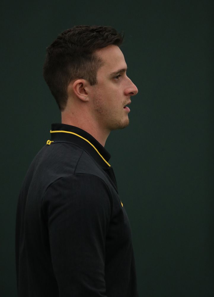 Assistant Coach Joey Manilla against North Dakota Friday, January 25, 2019 at the Hawkeye Tennis and Recreation Complex. (Brian Ray/hawkeyesports.com)