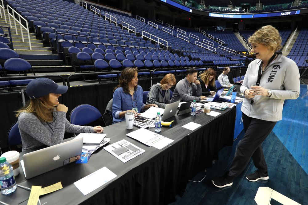 during media and practice as they prepare for their Sweet 16 matchup against NC State Friday, March 29, 2019 at the Greensboro Coliseum in Greensboro, NC.(Brian Ray/hawkeyesports.com)