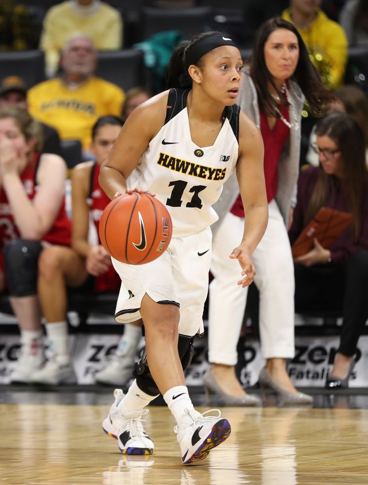 Iowa Hawkeyes guard Tania Davis (11) against the Nebraska Cornhuskers Thursday, January 3, 2019 at Carver-Hawkeye Arena. (Brian Ray/hawkeyesports.com)