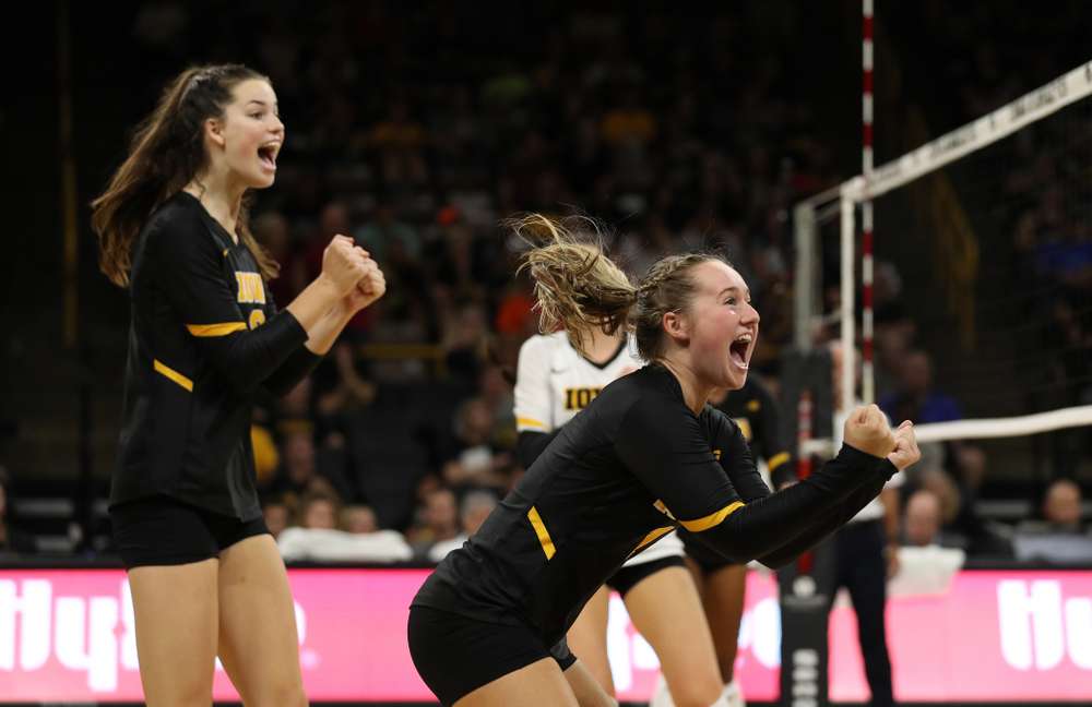 Iowa Hawkeyes defensive specialist Joslyn Boyer (1) against the Iowa State Cyclones Saturday, September 21, 2019 at Carver-Hawkeye Arena. (Brian Ray/hawkeyesports.com)