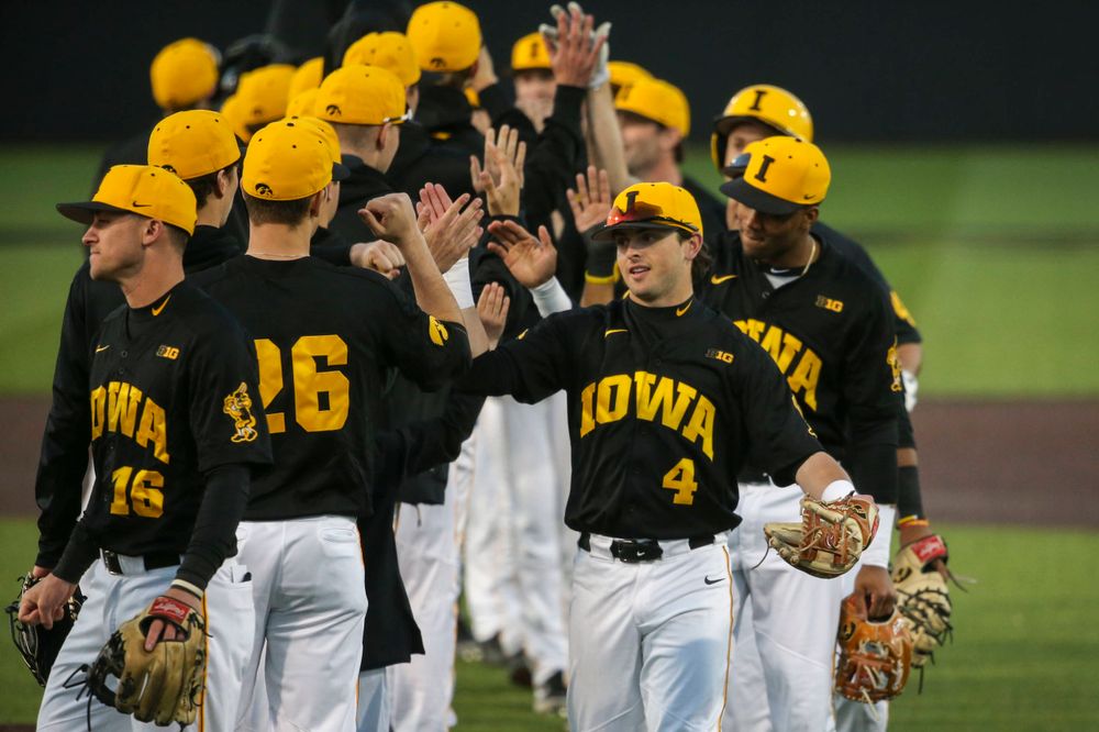 The Iowa baseball team at the game vs. Bradley on Tuesday, March 26, 2019 at (place). (Lily Smith/hawkeyesports.com)