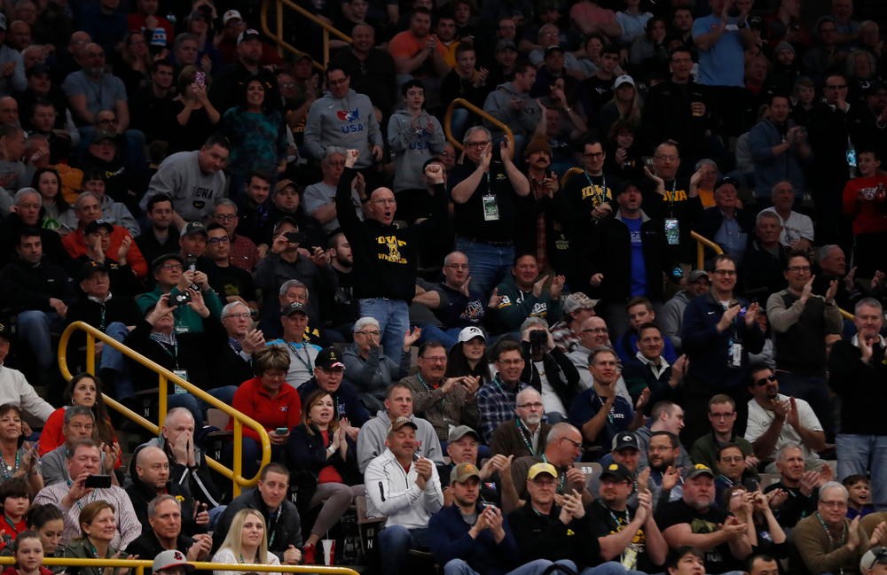 Kyle Dake during session three of the United World Wrestling Freestyle World Cup Sunday, April 8, 2018 at Caver-Hawkeye Arena. (Brian Ray/hawkeyesports.com)
