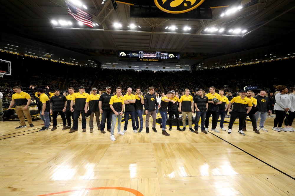 Student Athletes are recognized by the Presidential Committee on Athletics at halftime of the Iowa Hawkeyes game against Penn State Saturday, February 29, 2020 at Carver-Hawkeye Arena. (Brian Ray/hawkeyesports.com)