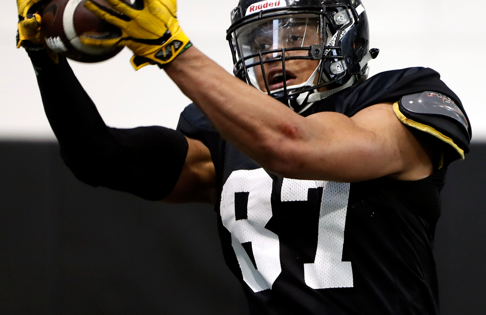 Noah Fant -- University of Iowa spring football practice No. 6 on March 31, 2018, in Iowa City, Iowa. (Darren Miller/hawkeyesports.com)