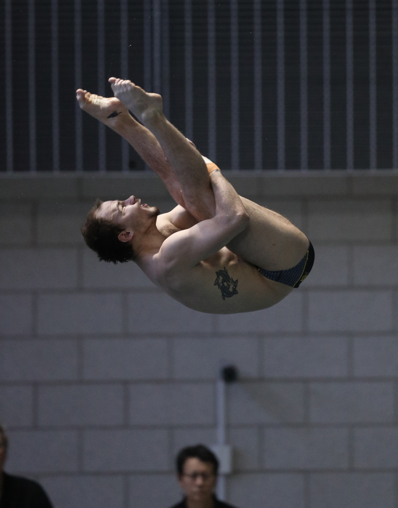 Iowa's Anton Hoherz competes on the 3-meter springboard during the third day of the 2019 Big Ten Swimming and Diving Championships Thursday, February 28, 2019 at the Campus Wellness and Recreation Center. (Brian Ray/hawkeyesports.com)