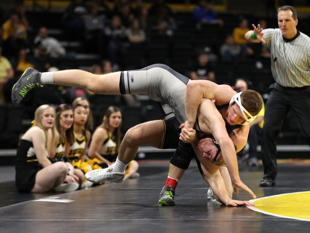 Iowa's Cash Wilcke wrestles Purdue's Max Lyon at 184 pounds Saturday, November 24, 2018 at Carver-Hawkeye Arena. (Brian Ray/hawkeyesports.com)