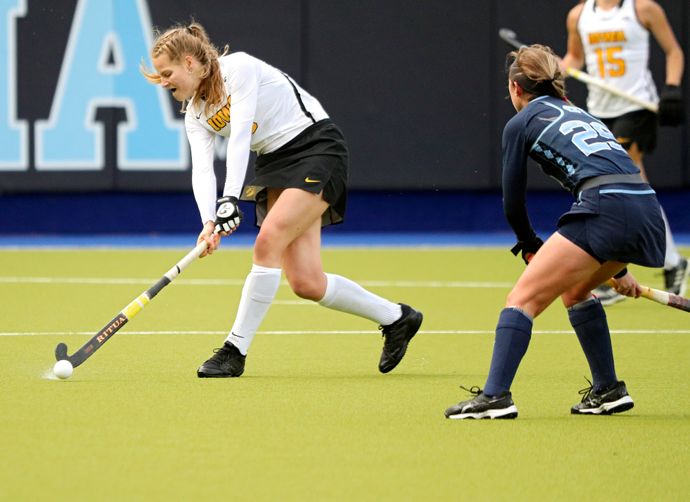 Iowa’s Sofie Stribos (9) passes the ball during the fourth quarter of their NCAA Tournament Second Round match against North Carolina at Karen Shelton Stadium in Chapel Hill, N.C. on Sunday, Nov 17, 2019. (Stephen Mally/hawkeyesports.com)
