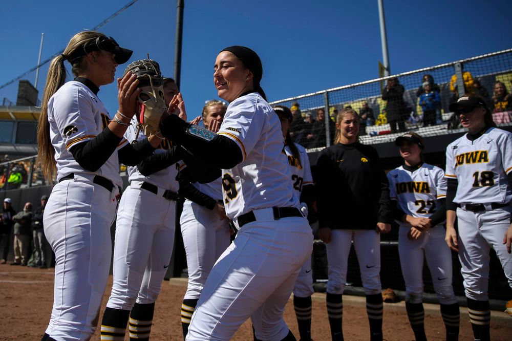Iowa's Elizabeth DeShields (19) at game 3 vs Northwestern on Sunday, March 31, 2019 at Bob Pearl Field. (Lily Smith/hawkeyesports.com)