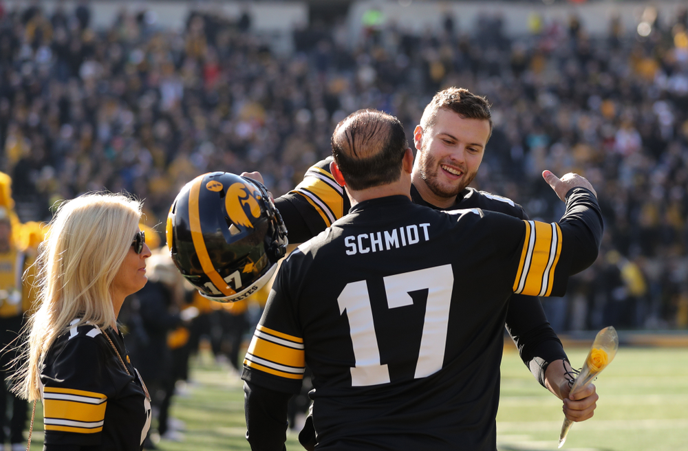 Iowa Hawkeyes quarterback Ryan Schmidt (17) during Senior Day festivities before their game against the Illinois Fighting Illini Saturday, November 23, 2019 at Kinnick Stadium. (Brian Ray/hawkeyesports.com)