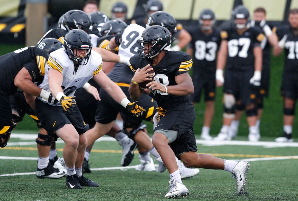 Iowa Hawkeyes running back Toren Young (28) during camp practice No. 15 Monday, August 20, 2018 at the Hansen Football Performance Center. (Brian Ray/hawkeyesports.com)