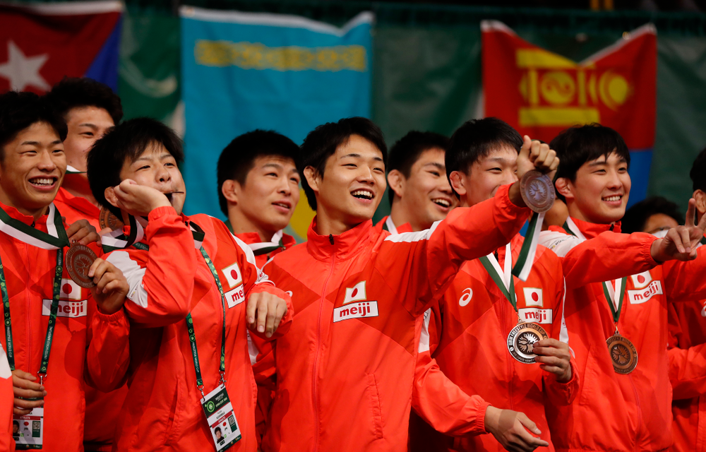 Japan following the United World Wrestling Freestyle World Cup Sunday, April 8, 2018 at Carver-Hawkeye Arena. (Brian Ray/hawkeyesports.com)