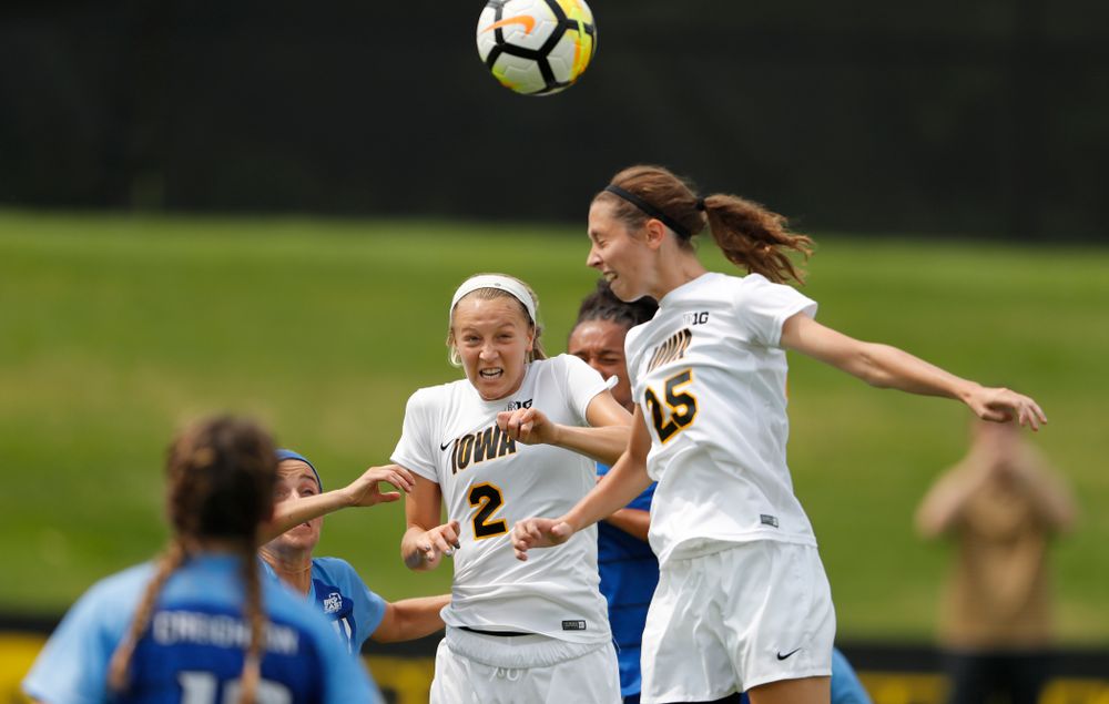 Iowa Hawkeyes Hailey Rydberg (2) against the Creighton Bluejays Sunday, August 19, 2018 at the Iowa Soccer Complex. (Brian Ray/hawkeyesports.com)