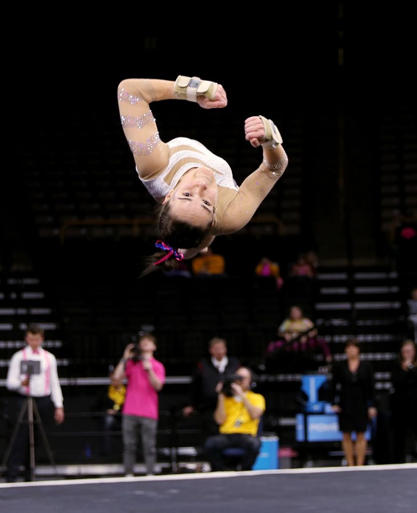 IowaÕs Allie Gilchrist competes on the floor against Ball State and Air Force Saturday, January 11, 2020 at Carver-Hawkeye Arena. (Brian Ray/hawkeyesports.com)
