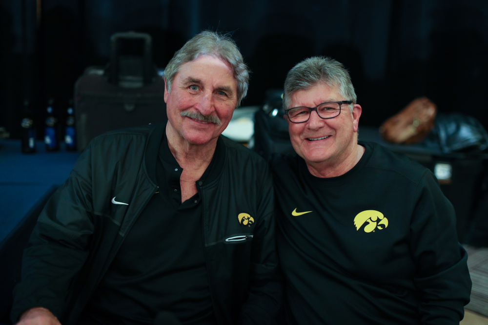 Gary Dolphin and Ed Podolak broadcast live during the Holiday Bowl Hawkeye Huddle Thursday, December 26, 2019 at the Hilton in downtown San Diego. (Brian Ray/hawkeyesports.com)