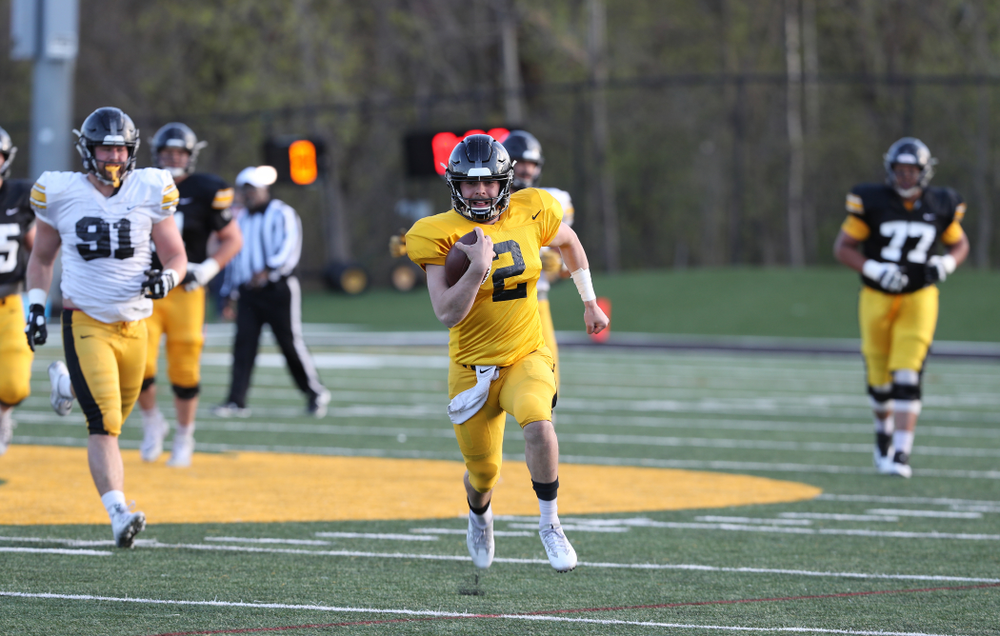Iowa Hawkeyes quarterback Peyton Mansell (2) during the teamÕs final spring practice Friday, April 26, 2019 at the Kenyon Football Practice Facility. (Brian Ray/hawkeyesports.com)
