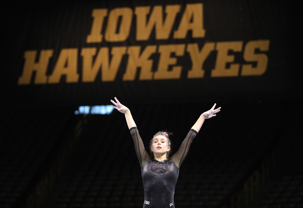 Iowa's Bridget Killian competes on the beam during their meet against the Minnesota Golden Gophers Saturday, January 19, 2019 at Carver-Hawkeye Arena. (Brian Ray/hawkeyesports.com)