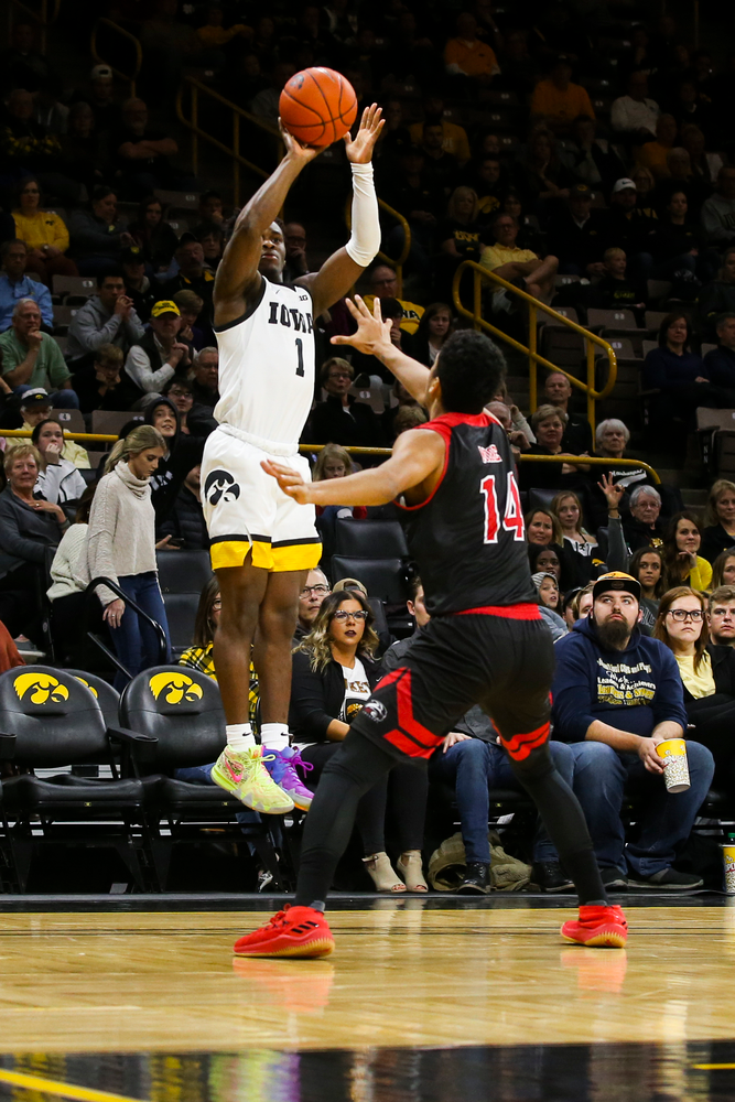 Iowa Hawkeyes guard Joe Toussaint (1) during Iowa men’s basketball vs SIUE on Friday, November 8, 2019 at Carver-Hawkeye Arena. (Lily Smith/hawkeyesports.com)