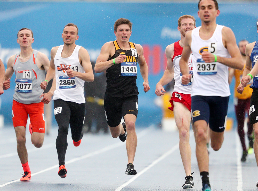 Iowa's Alec Still runs the men's 800 meter event during the third day of the Drake Relays at Drake Stadium in Des Moines on Saturday, Apr. 27, 2019. (Stephen Mally/hawkeyesports.com)