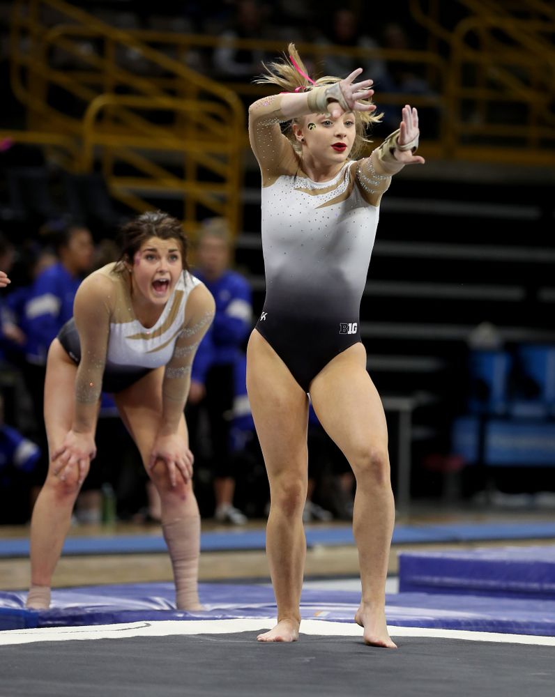 IowaÕs Lauren Guerin competes on the floor against Ball State and Air Force Saturday, January 11, 2020 at Carver-Hawkeye Arena. (Brian Ray/hawkeyesports.com)
