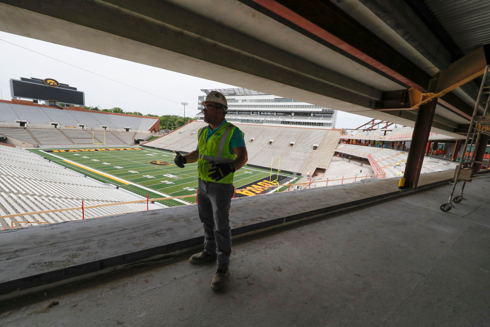 University of Iowa Senior Construction Project Manager Michael Kearns talks about the club level in north end zone Wednesday, June 6, 2018 at Kinnick Stadium. (Brian Ray/hawkeyesports.com)