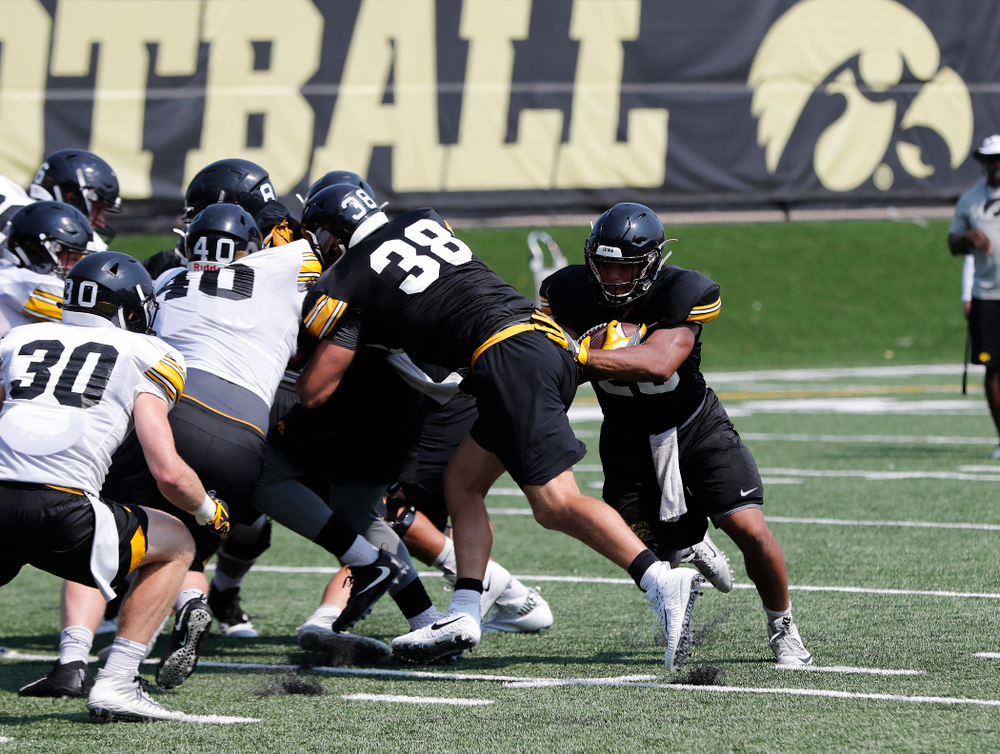 Iowa Hawkeyes running back Toren Young (28) during practice No. 7 of fall camp Friday, August 10, 2018 at the Kenyon Football Practice Facility. (Brian Ray/hawkeyesports.com)