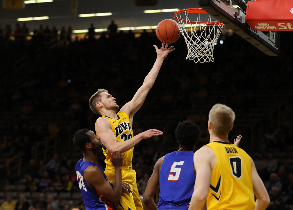 Iowa Hawkeyes forward Riley Till (20) against the Savannah State Tigers Saturday, December 22, 2018 at Carver-Hawkeye Arena. (Brian Ray/hawkeyesports.com)