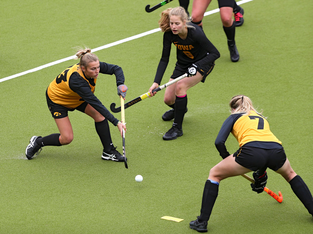 Iowa’s Leah Zellner (13), Sofie Stribos (9), and Ellie Holley (7) during their practice at Karen Shelton Stadium in Chapel Hill, N.C. on Thursday, Nov 14, 2019. (Stephen Mally/hawkeyesports.com)