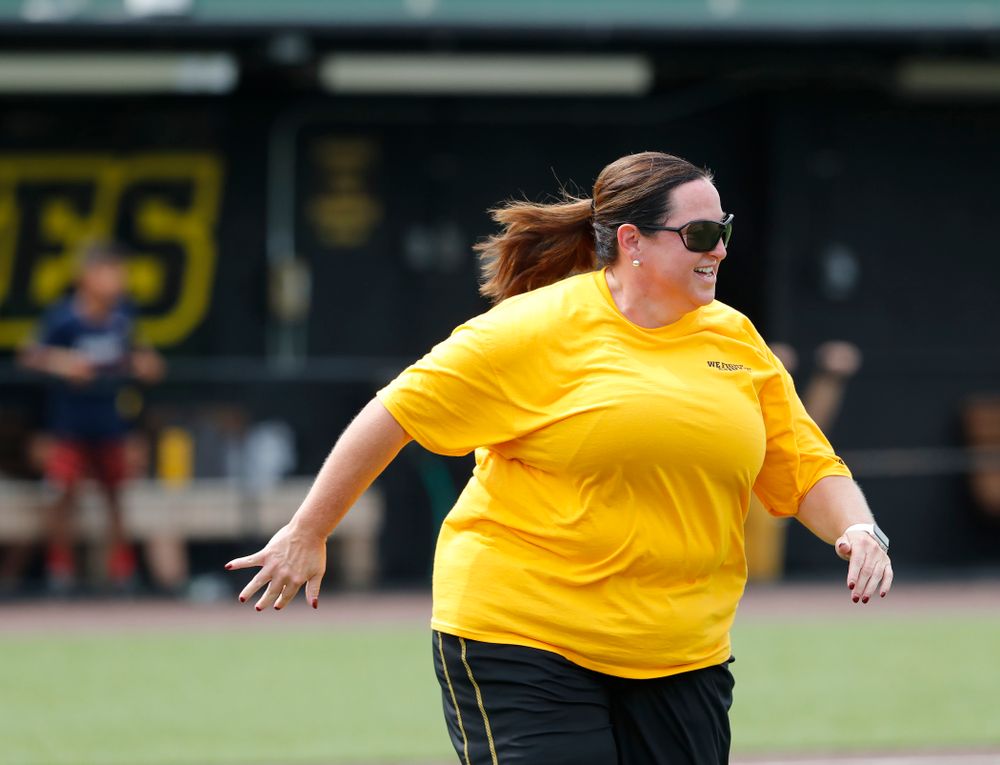 Head Field Hockey Coach Lisa Cellucci during the Iowa Student Athlete Kickoff Kickball game Sunday, August 19, 2018 at Duane Banks Field. (Brian Ray/hawkeyesports.com)