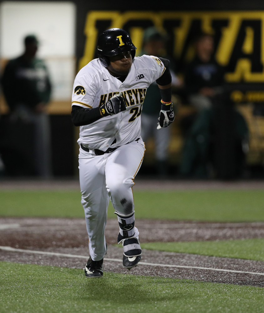 Iowa Hawkeyes Izaya Fullard (20) against the Michigan State Spartans Friday, May 10, 2019 at Duane Banks Field. (Brian Ray/hawkeyesports.com)