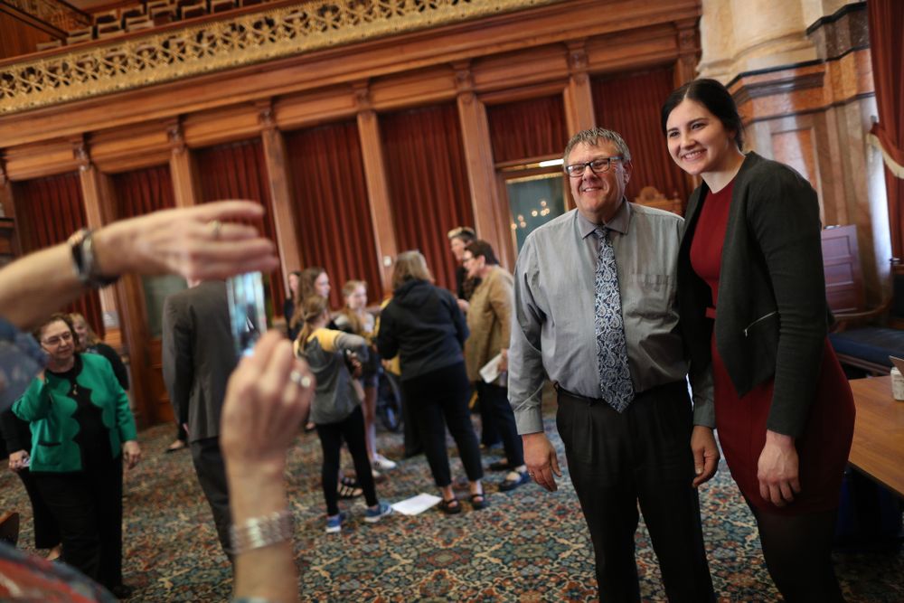 Iowa WomenÕs BasketballÕs Megan Gustafson is recognized with a resolution by the house and the senate at the Iowa State Capitol Wednesday, April 24, 2019 in Des Moines. (Brian Ray/hawkeyesports.com)