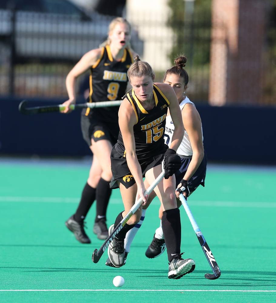Iowa Hawkeyes Esme Gibson (15) against Penn State in the 2019 Big Ten Field Hockey Tournament Championship Game Sunday, November 10, 2019 in State College. (Brian Ray/hawkeyesports.com)