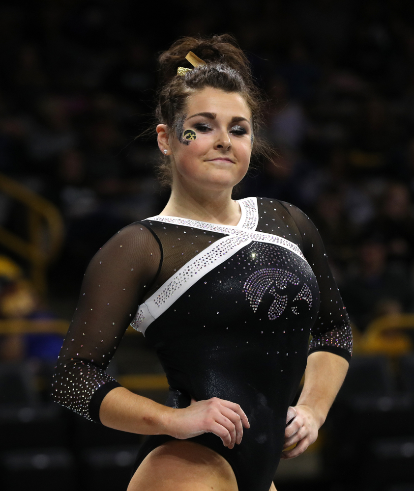 Iowa's Erin Castle competes on the floor against the Rutgers Scarlet Knights Saturday, January 26, 2019 at Carver-Hawkeye Arena. (Brian Ray/hawkeyesports.com)