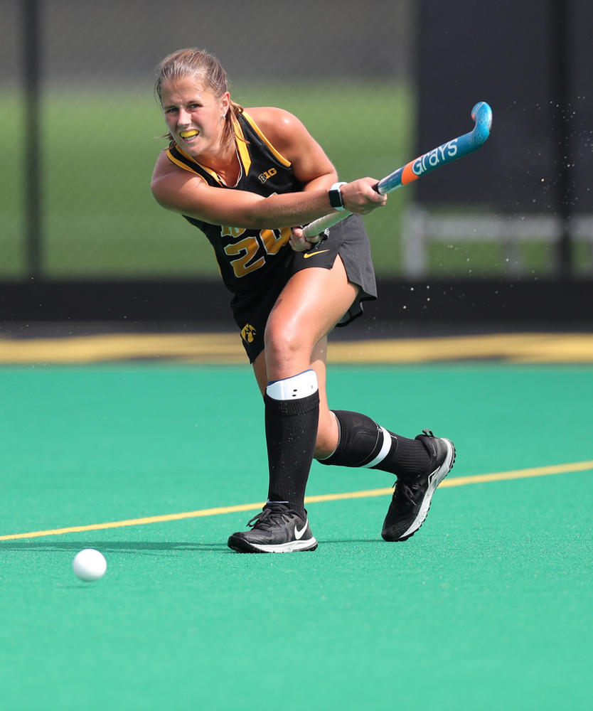 Iowa Hawkeyes Sophie Sunderland (20) against the Duke Blue Devils Sunday, September 15, 2019 at Grant Field. (Brian Ray/hawkeyesports.com)